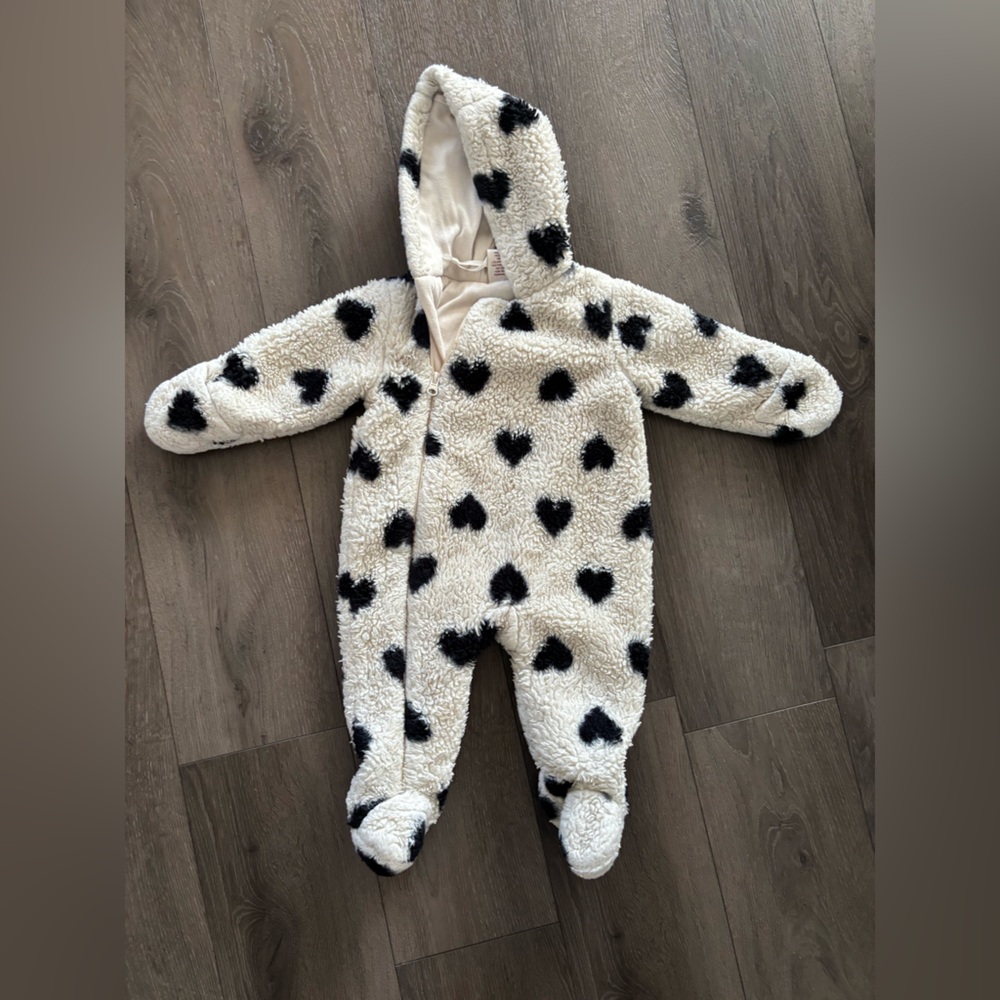 Cozy Heart-Patterned Kids One Piece